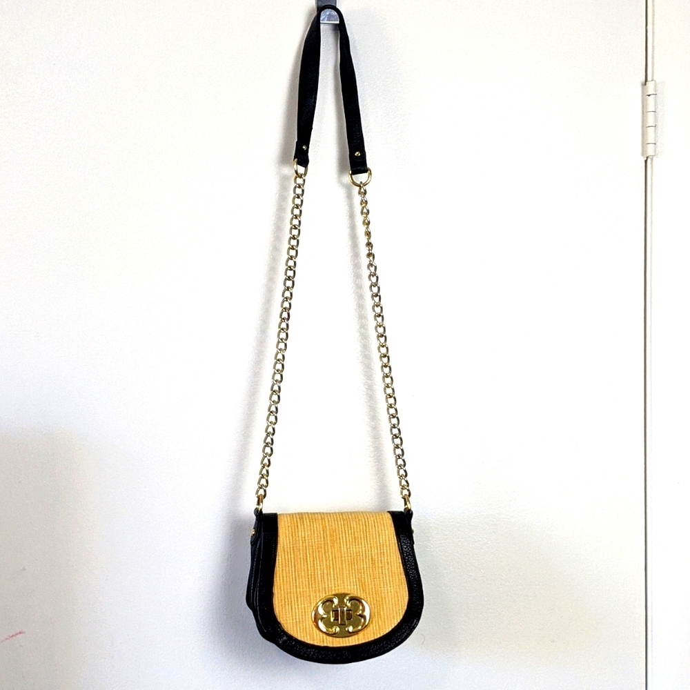Emma Fox Straw Leather Mini Crossbody Bag